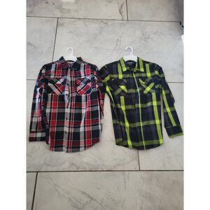 Hawk Lot of 2 Boy's Long Sleeve Button Down Shirts Size Large